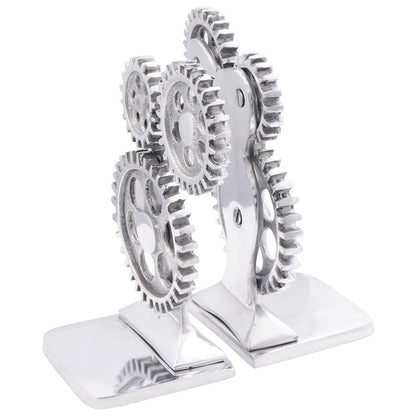 Bokstøtter 2 stk Sølv 10x10x22 cm Aluminium Cog