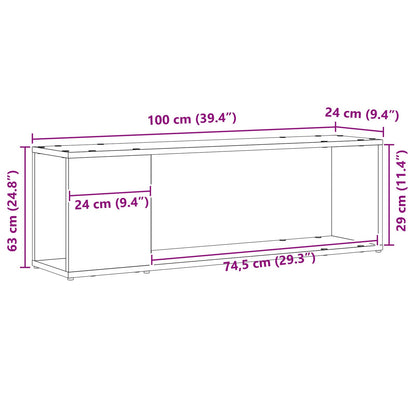 Bokhylle, svart eik, 100x24x32 cm, konstruert tre