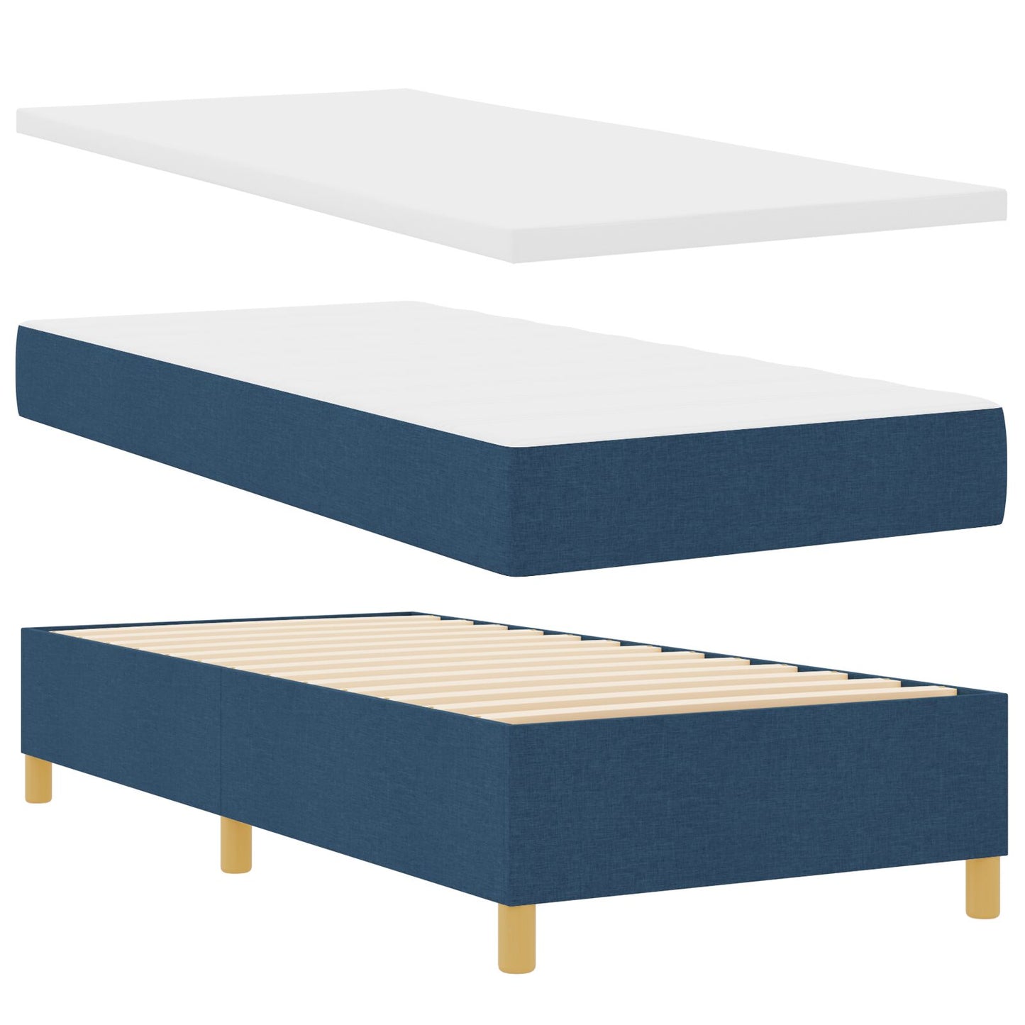 Box Spring Seng med Madras Blå 80x200 cm Stoff
