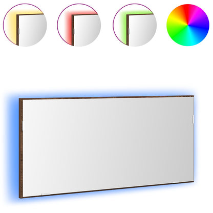 Baderom Speilskap med LED Lys Brun Eik 80x37 cm