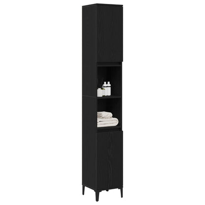 Baderomsskap Svart Eik 30x30x190 cm Konstruert Tre