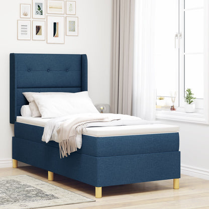 Box Spring Seng med Madras Blå 80x200 cm Stoff
