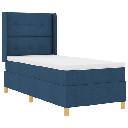 Box Spring Seng med Madras Blå 80x200 cm Stoff