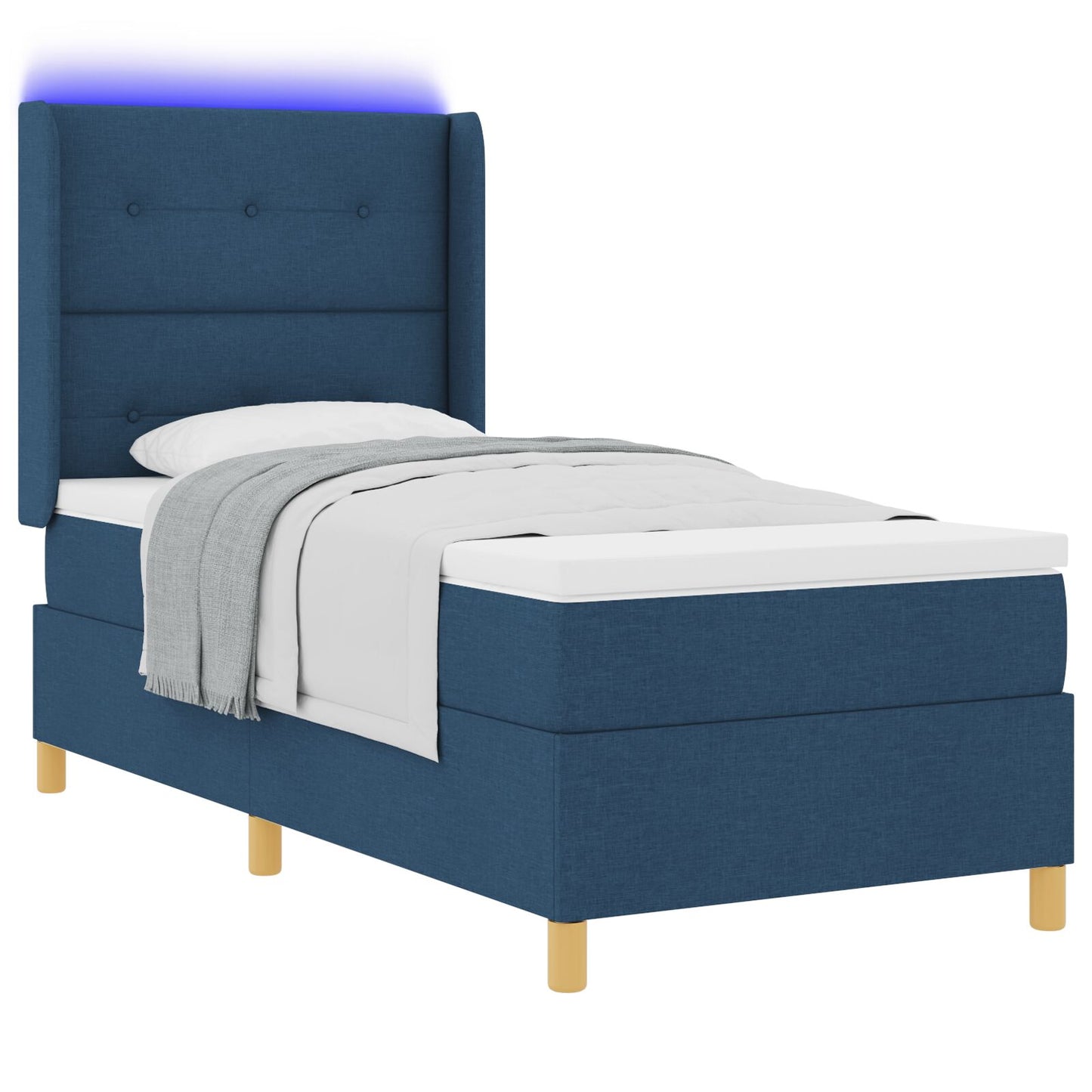 Box Spring Seng med Madras Blå 80x200 cm Stoff
