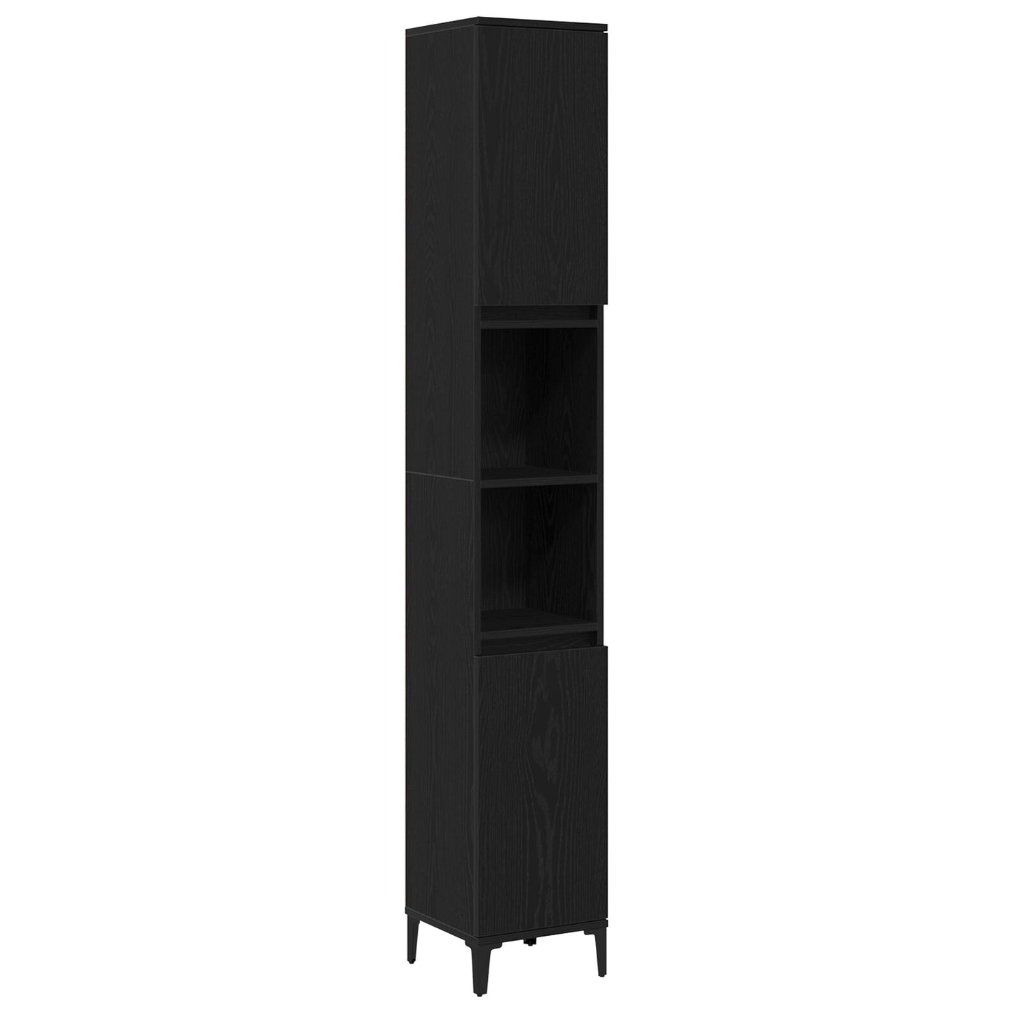 Baderomsskap Svart Eik 30x30x190 cm Konstruert Tre