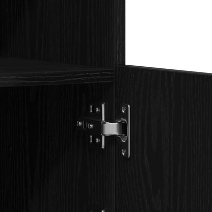 Skap med LED lys Svart Eik 41x37x100 cm