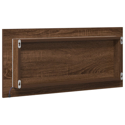 Baderom Speilskap med LED Lys Brun Eik 80x37 cm