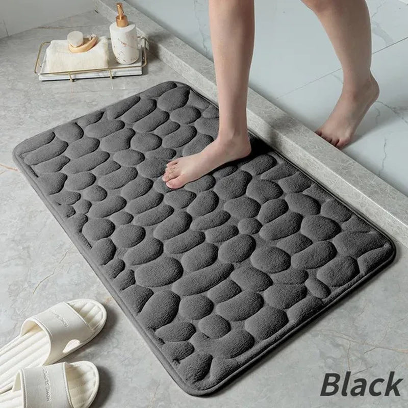 Memory Foam Bath Mat Cobblestone Bathroom Rugs Super Water Absorbent Bath Mats for Bathroom Machine Washable Bath Rugs
