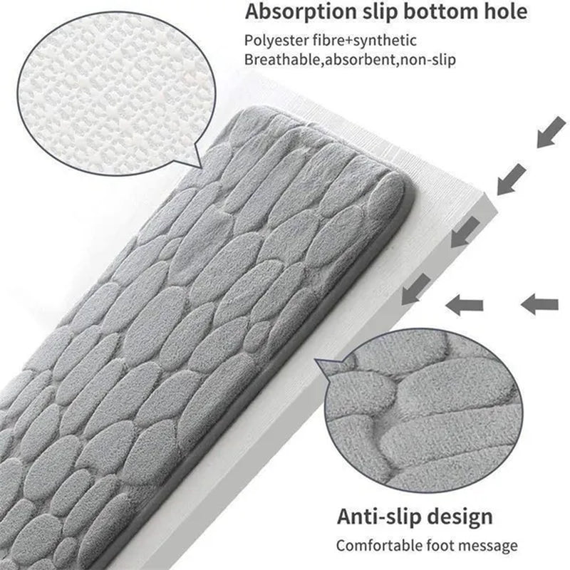 Memory Foam Bath Mat Cobblestone Bathroom Rugs Super Water Absorbent Bath Mats for Bathroom Machine Washable Bath Rugs