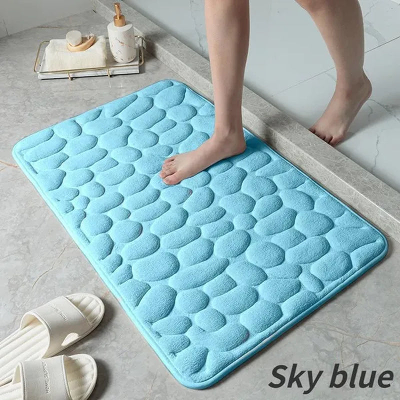Memory Foam Bath Mat Cobblestone Bathroom Rugs Super Water Absorbent Bath Mats for Bathroom Machine Washable Bath Rugs