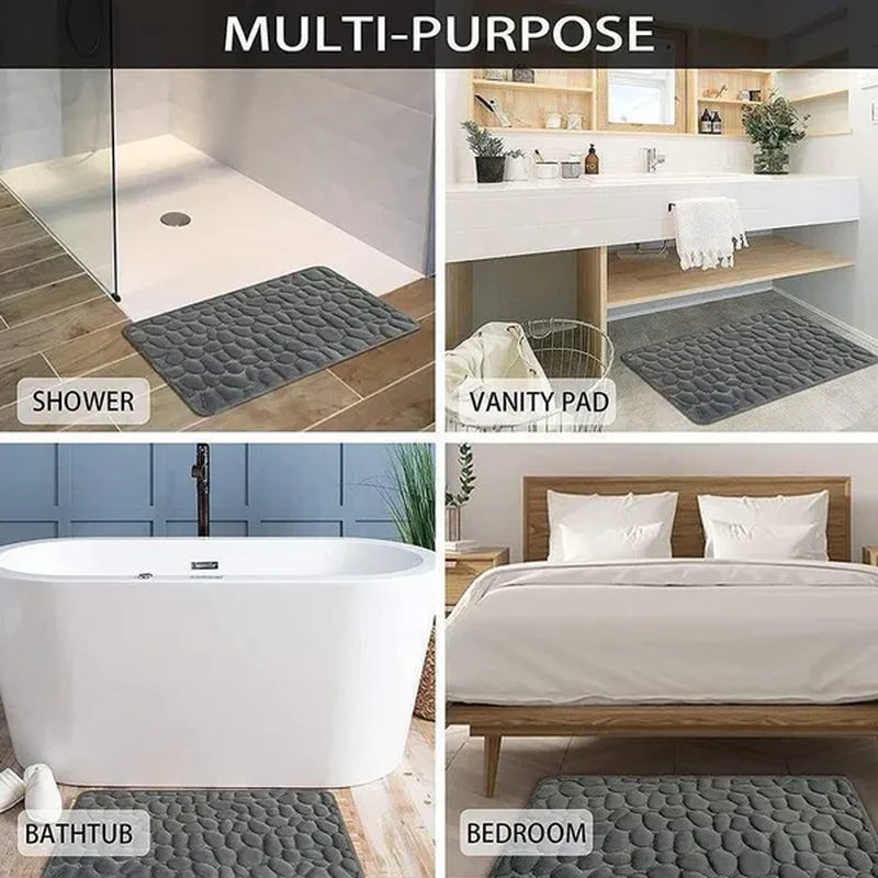 Memory Foam Bath Mat Cobblestone Bathroom Rugs Super Water Absorbent Bath Mats for Bathroom Machine Washable Bath Rugs