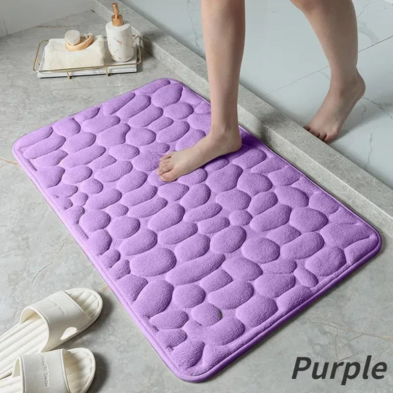 Memory Foam Bath Mat Cobblestone Bathroom Rugs Super Water Absorbent Bath Mats for Bathroom Machine Washable Bath Rugs
