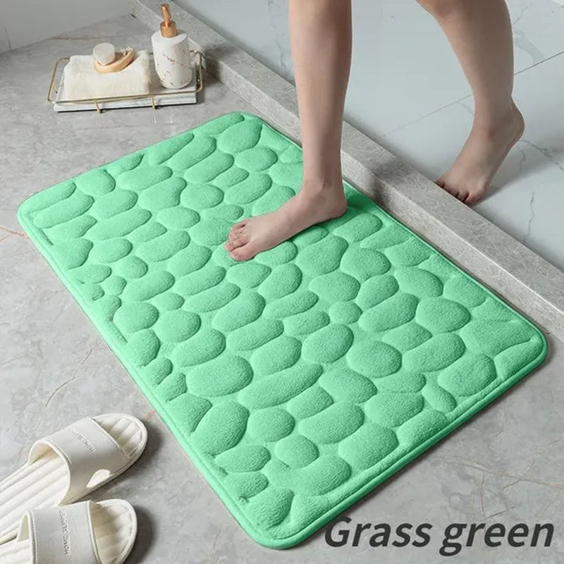 Memory Foam Bath Mat Cobblestone Bathroom Rugs Super Water Absorbent Bath Mats for Bathroom Machine Washable Bath Rugs