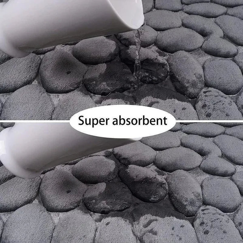 Memory Foam Bath Mat Cobblestone Bathroom Rugs Super Water Absorbent Bath Mats for Bathroom Machine Washable Bath Rugs
