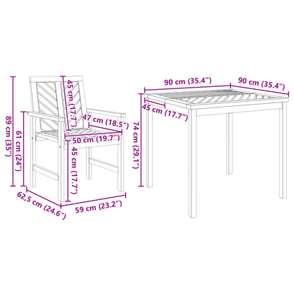 4-delt hage spisebord Solid Tre Akasie