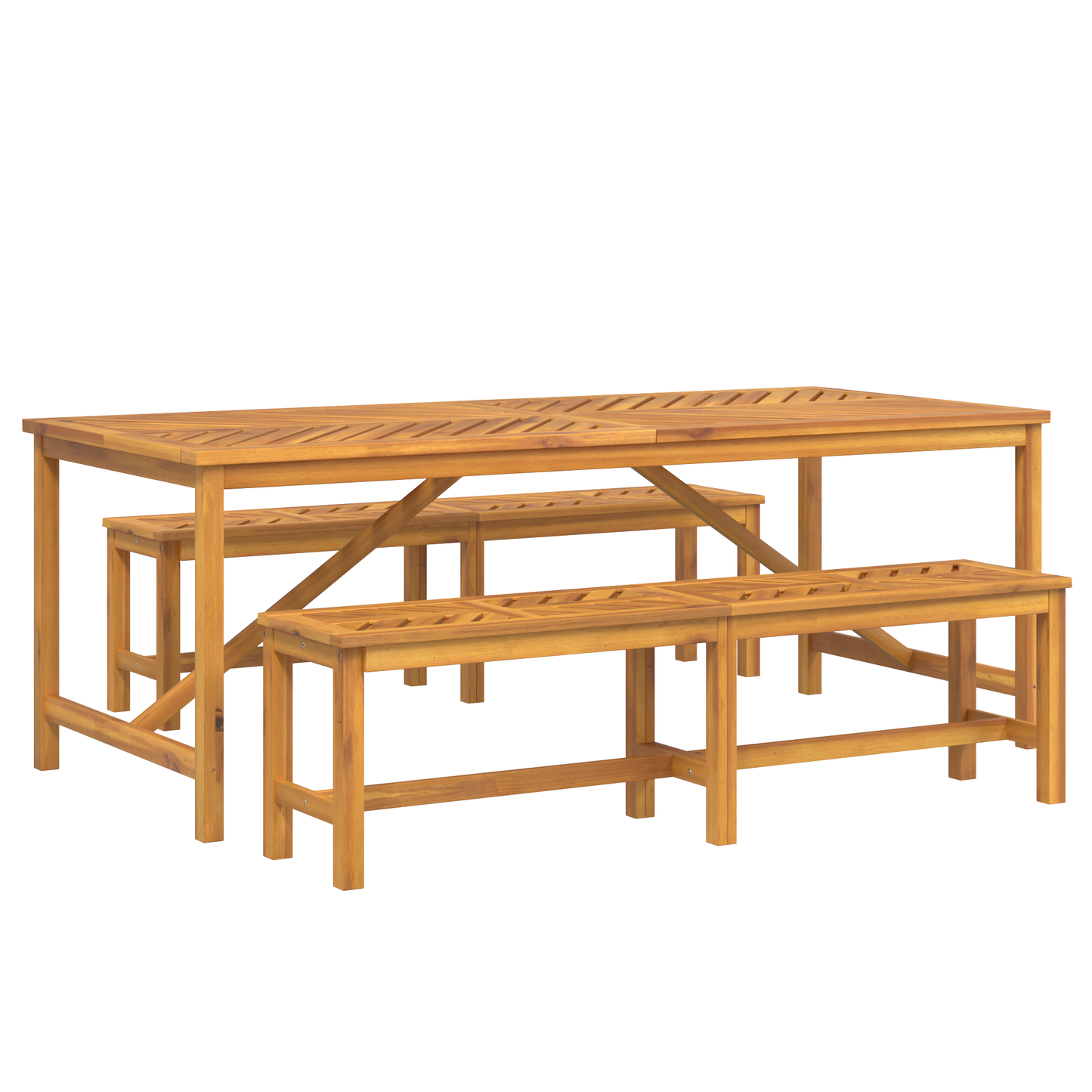 6 Delt Hage Spisebordsett Massivt Tre Akasietre