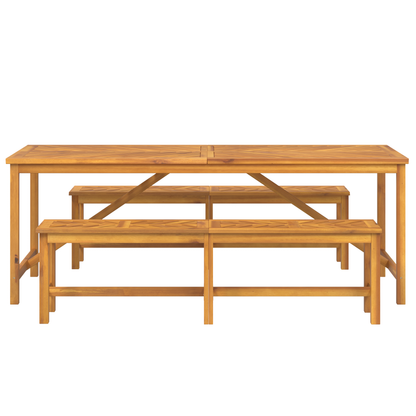 6 Delt Hage Spisebordsett Massivt Tre Akasietre