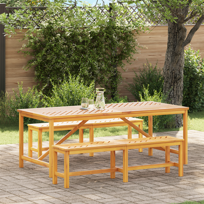 6 Delt Hage Spisebordsett Massivt Tre Akasietre