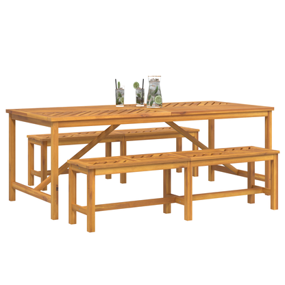 6 Delt Hage Spisebordsett Massivt Tre Akasietre