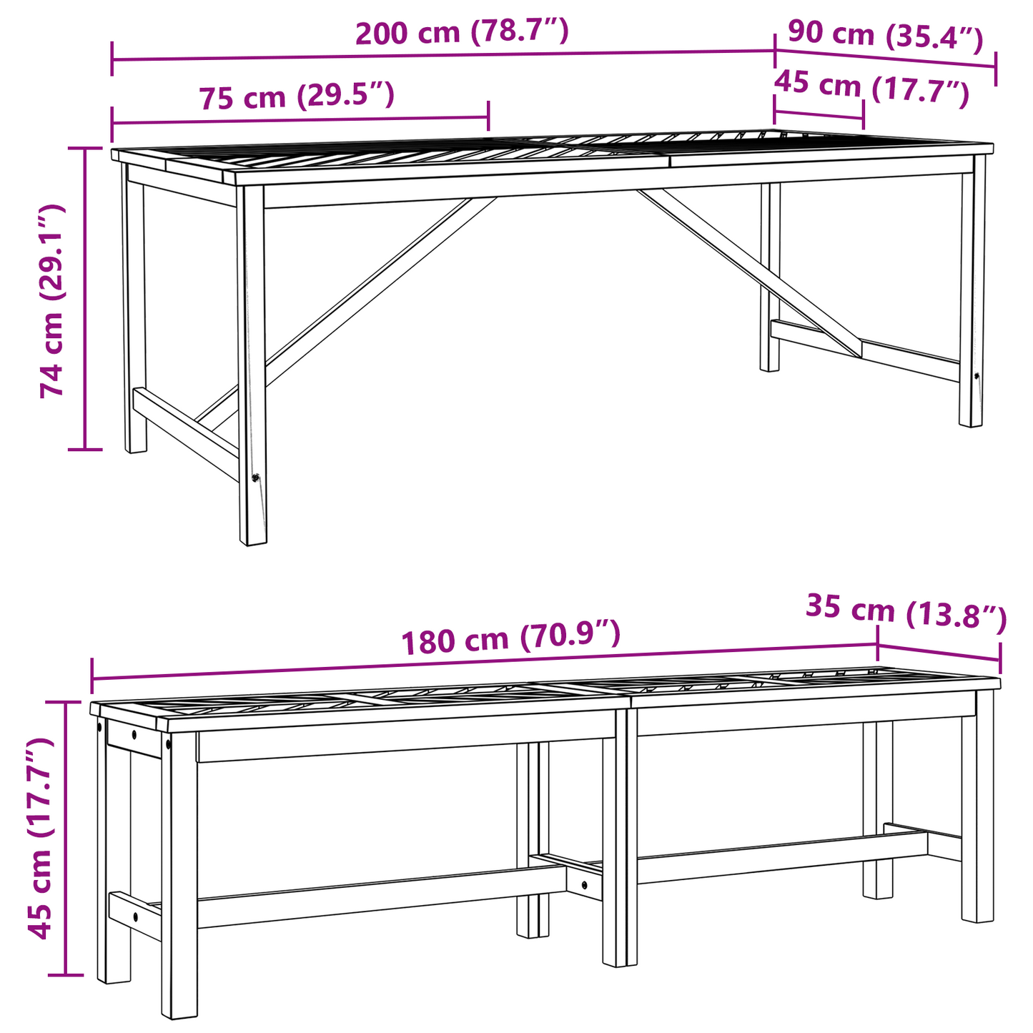 3 Delt Hage Spisegruppe, Massivt Akasietre