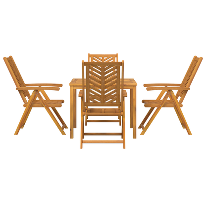 5-delt Hage Spisebordsett Massivt Tre Akasia