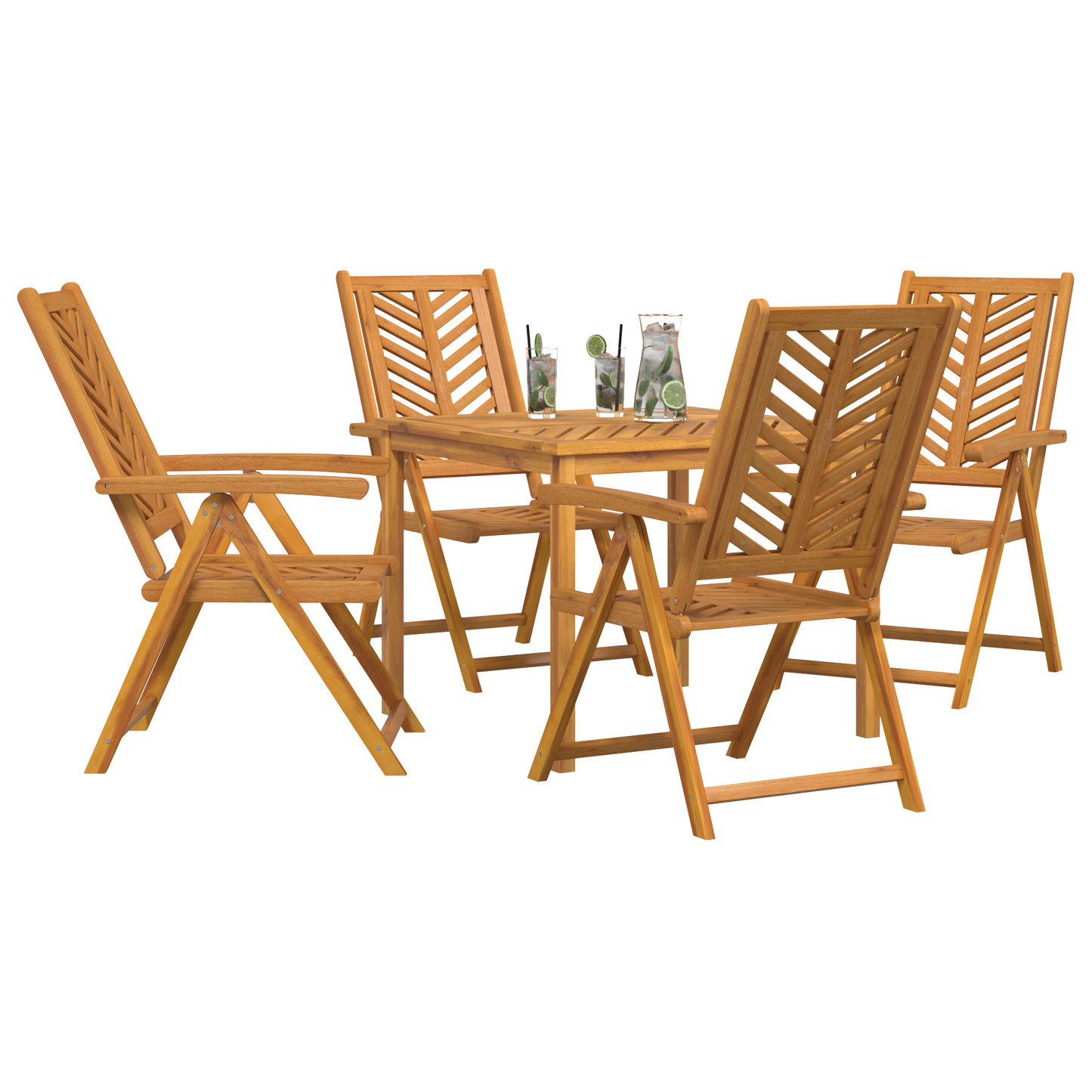 5-delt Hage Spisebordsett Massivt Tre Akasia