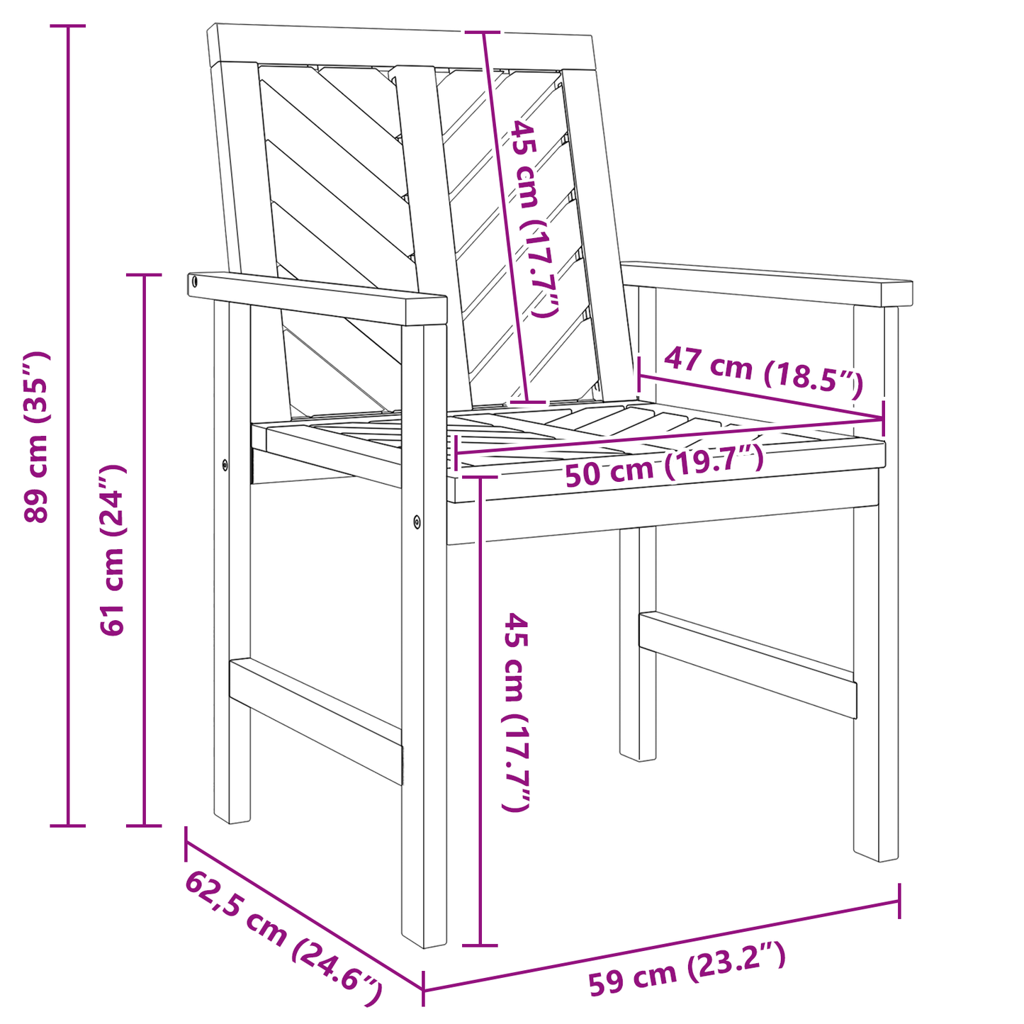 4-delt hage lounge-sett Solid tre akasietre