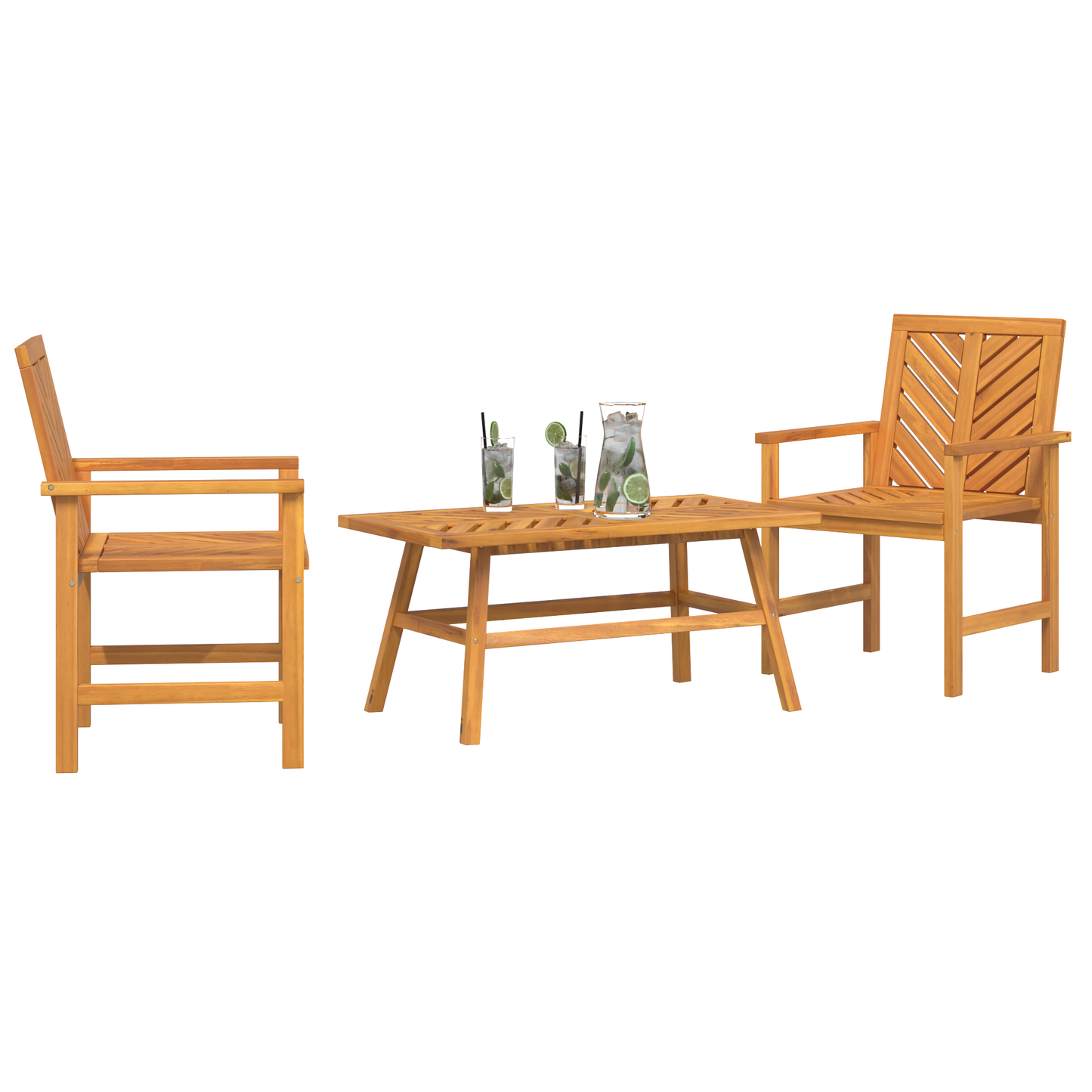 3-delt hage lounge sett massivt tre akasietre