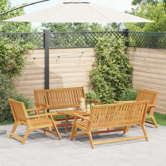 Hagemøbler med Bord 5 deler Massivt Tre Akasietre