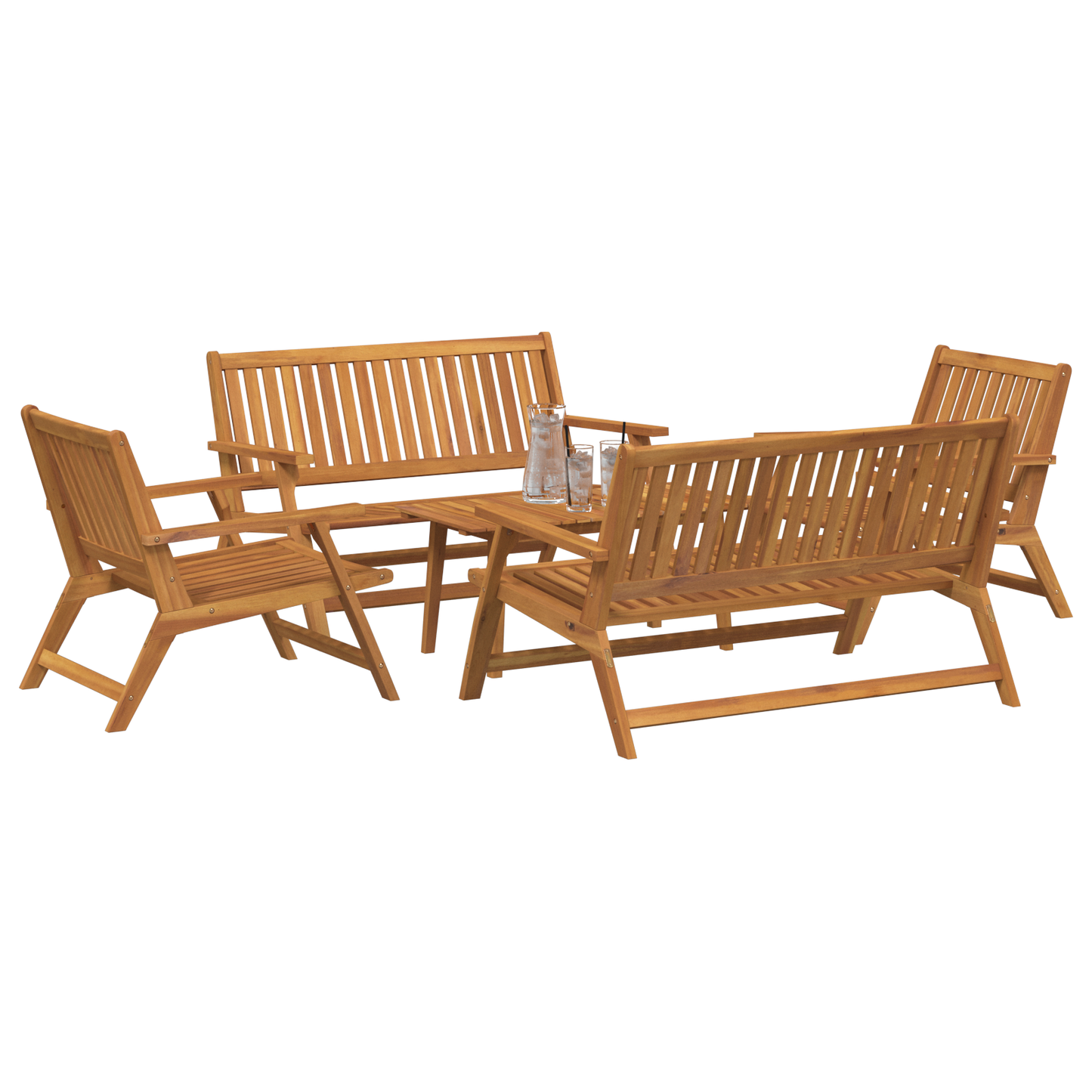 Hagemøbler med Bord 5 deler Massivt Tre Akasietre