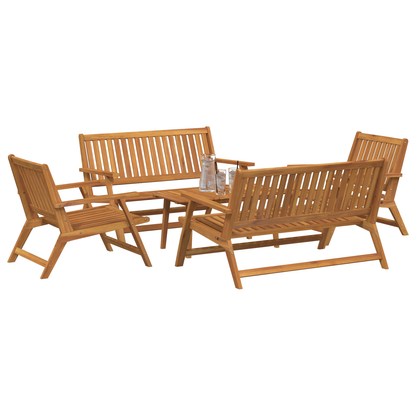 Hagemøbler med Bord 5 deler Massivt Tre Akasietre