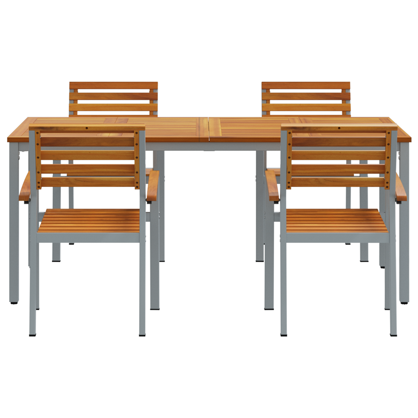 5-delt hagemøbelsett i solid akasietre og metall