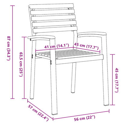 5-delt hagemøbelsett i solid akasietre og metall