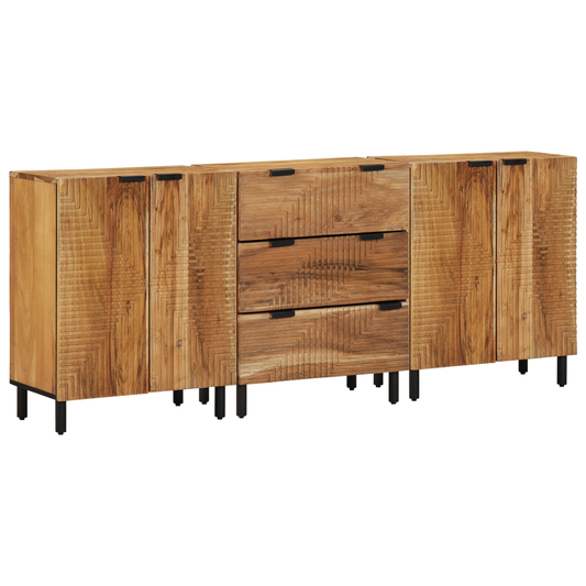3-delt Sideboard Brun 60x33x75 cm Massivt Tre Akasietre