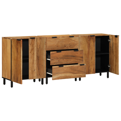 3-delt Sideboard Brun 60x33x75 cm Massivt Tre Akasietre