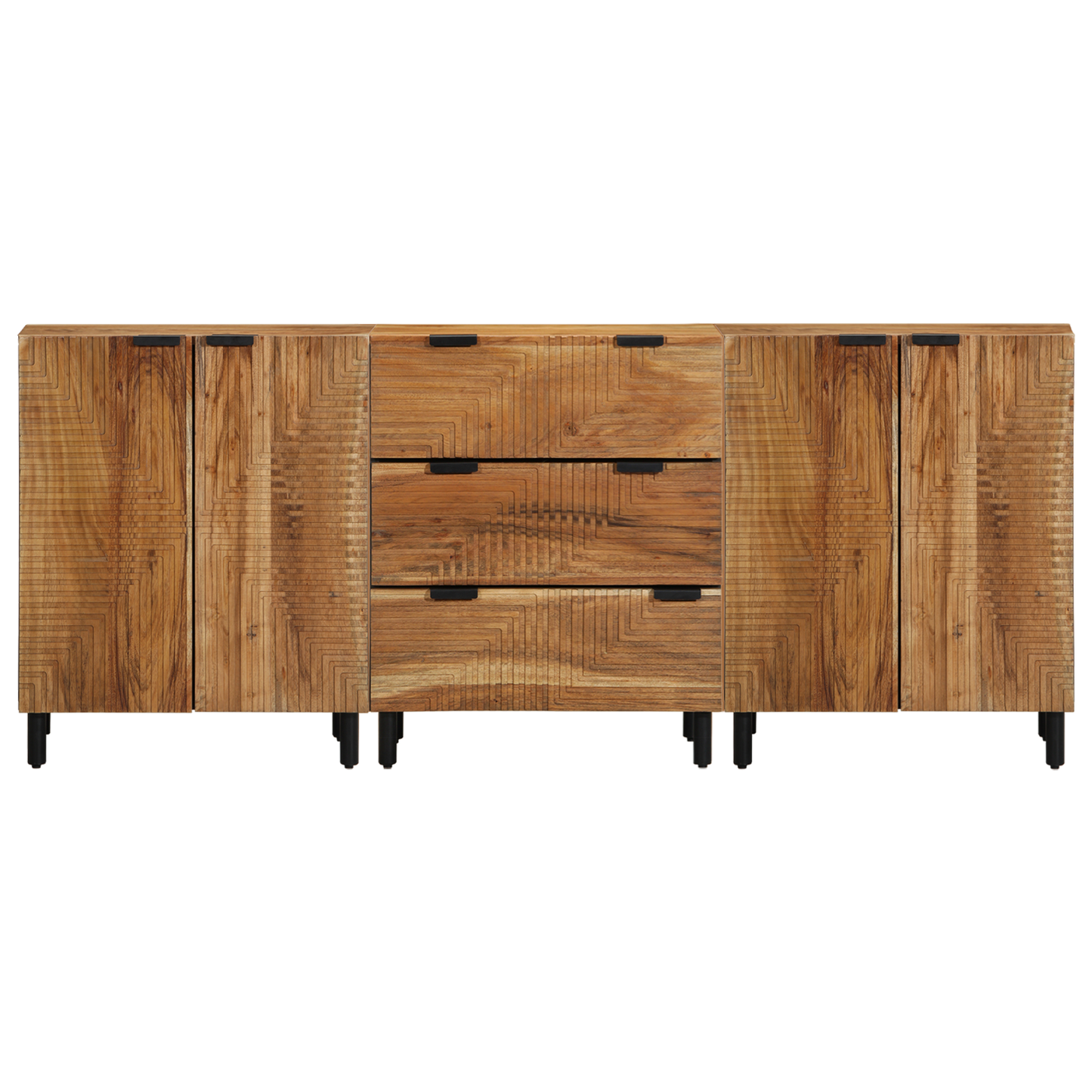 3-delt Sideboard Brun 60x33x75 cm Massivt Tre Akasietre