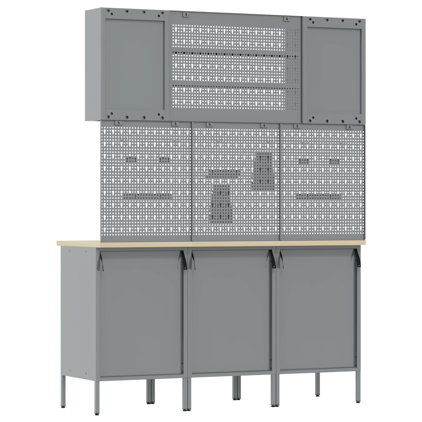 7-delt arbeidsbenksett i rødt stål