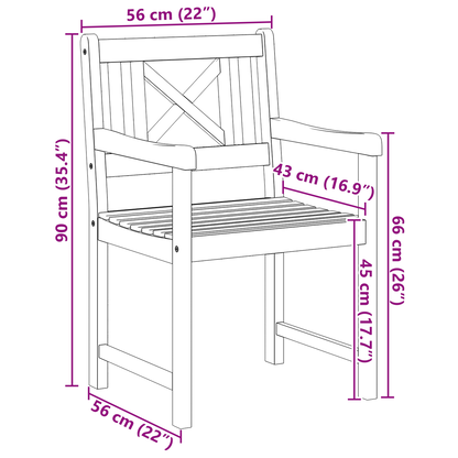 hagemøbler 6 stk 56x55.5x90 cm Solid akasietre