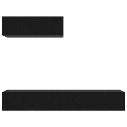 3-delt TV-skapsett Veggmontert Svart eik Konstruert tre