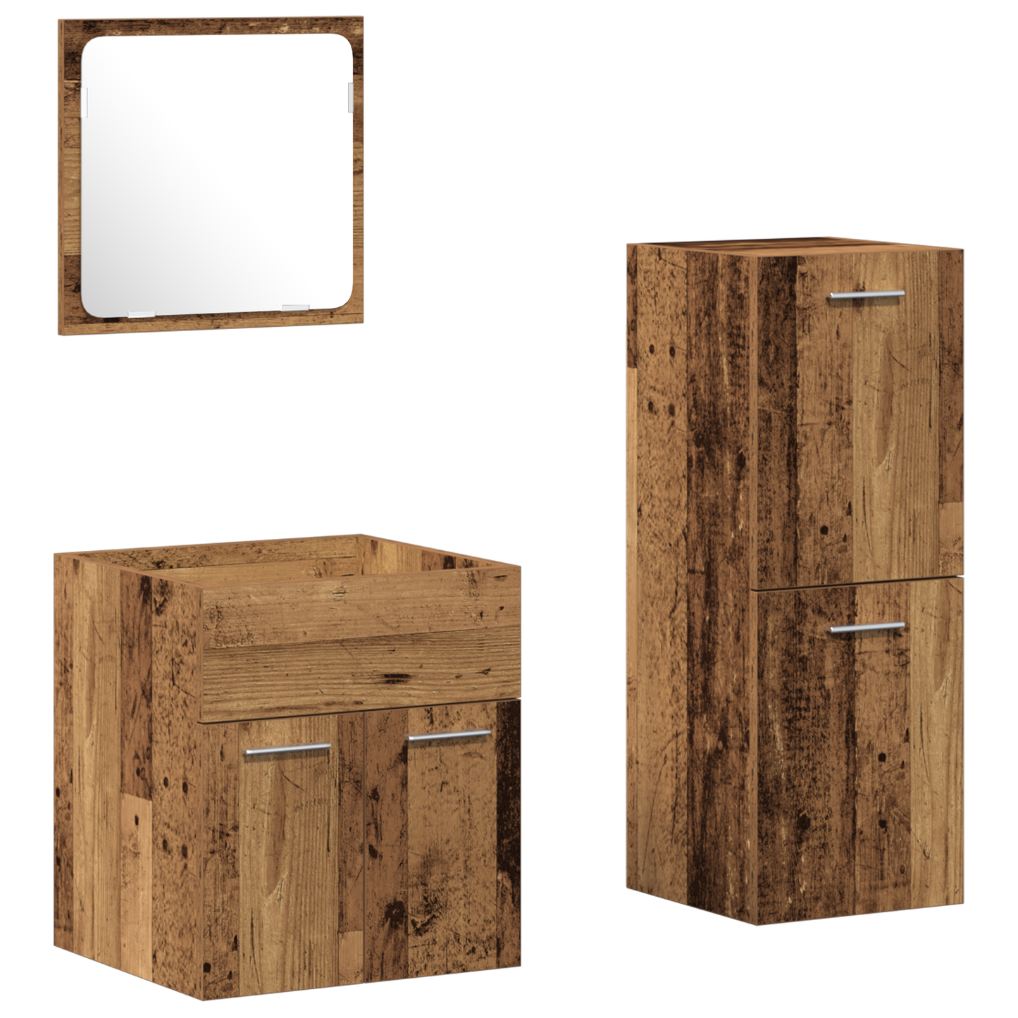 3 Delt Baderomsmøbelsett Gammelt Tre Ingeniørtre