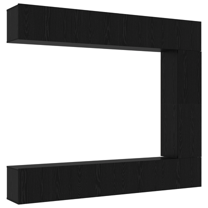 5-delt vegghengt TV-skapsett i svart eik, konstruert tre