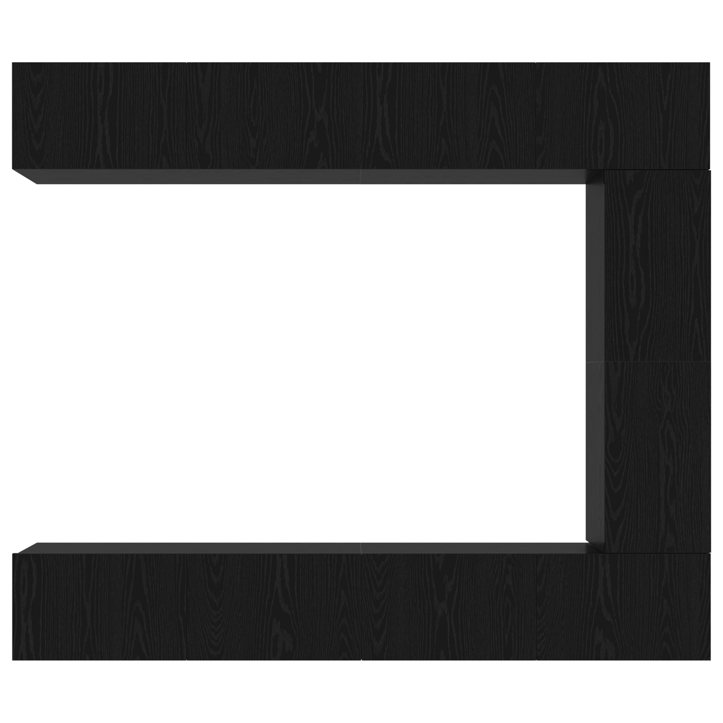 5-delt vegghengt TV-skapsett i svart eik, konstruert tre