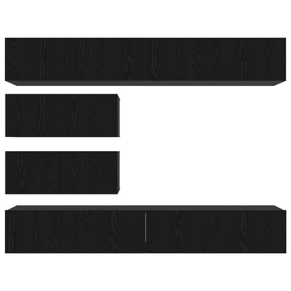 10-delt TV sett - Veggmontert svart eik konstruert tre