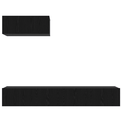 3 Delt TV-Skap Sett Veggmontert Svart Eik Konstruert Tre