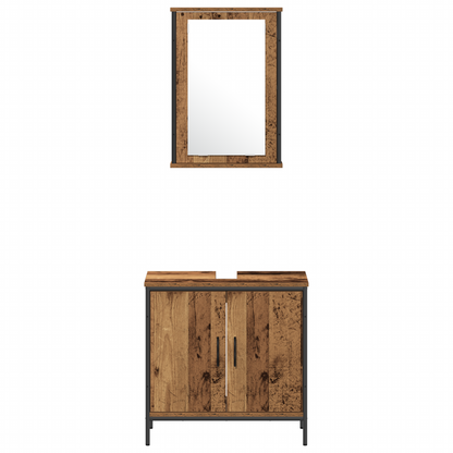 3-dels Baderomsmøbelsett - Gammelt tre laget av Eik