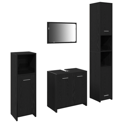 4-delt baderomsmøbelsett svart eik laget av tre