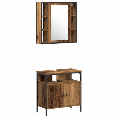 3-delt baderomsmøbelsett gammelt tre konstruert tre