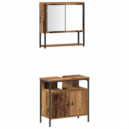 3-delt baderomsinnredningssett i gammelt tre