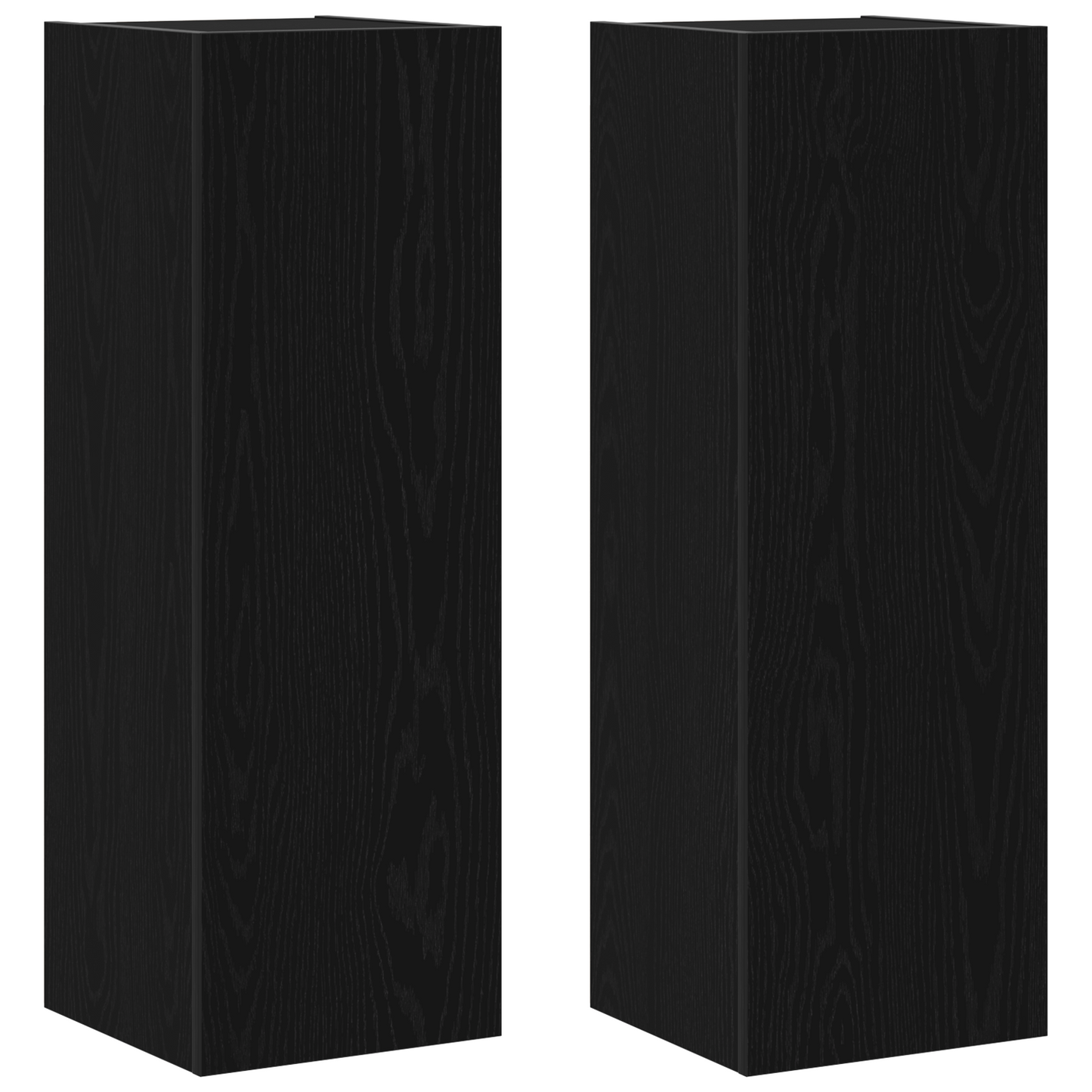 8-delt TV-skapsett - Veggmontert i svart eik, laget av tre