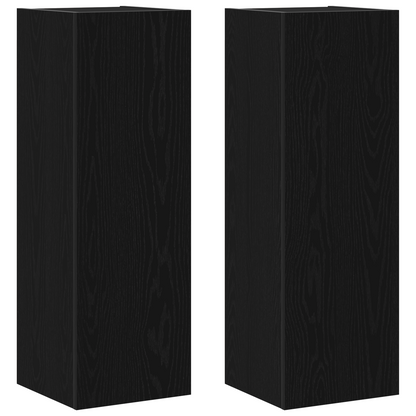 8-delt TV-skapsett - Veggmontert i svart eik, laget av tre